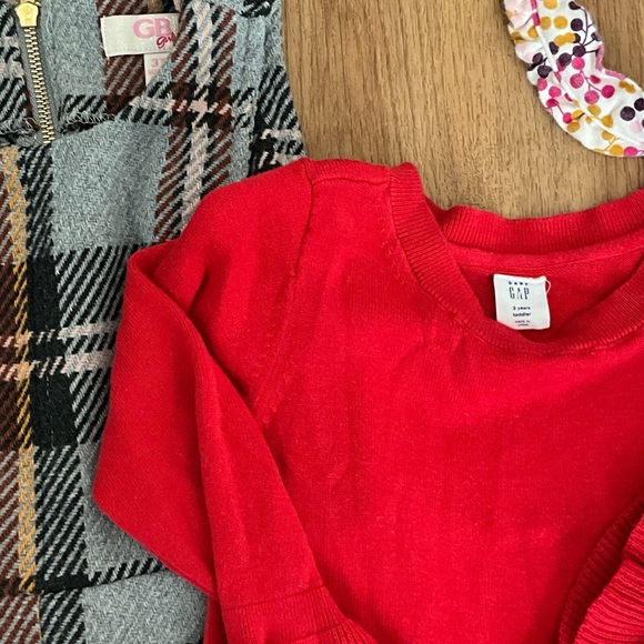 GAP Red Sweater and Plaid Dress Set - Picture 2 of 4